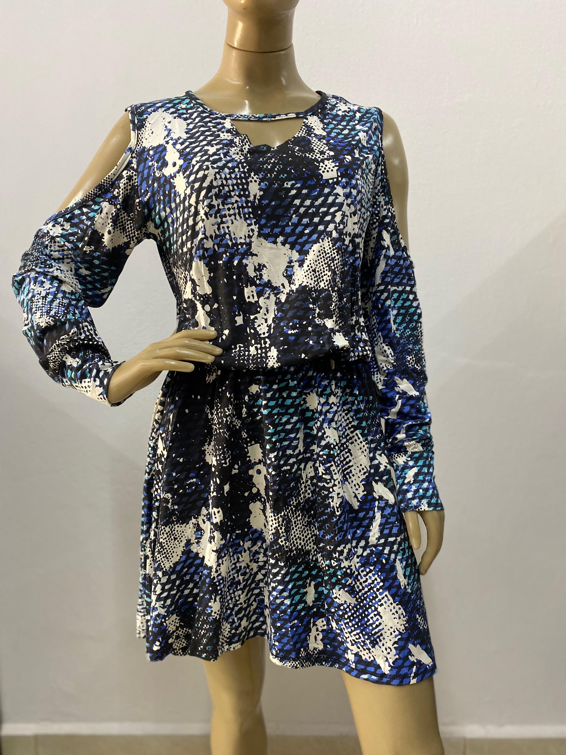 Vestido Feminino Curto Estampado Azul Cobra