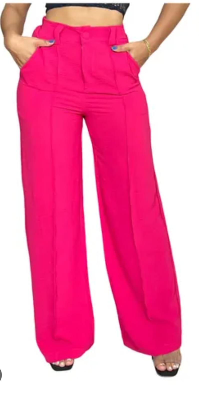 Calça Feminina de Linho Colors Pantalona Cintura Alta
