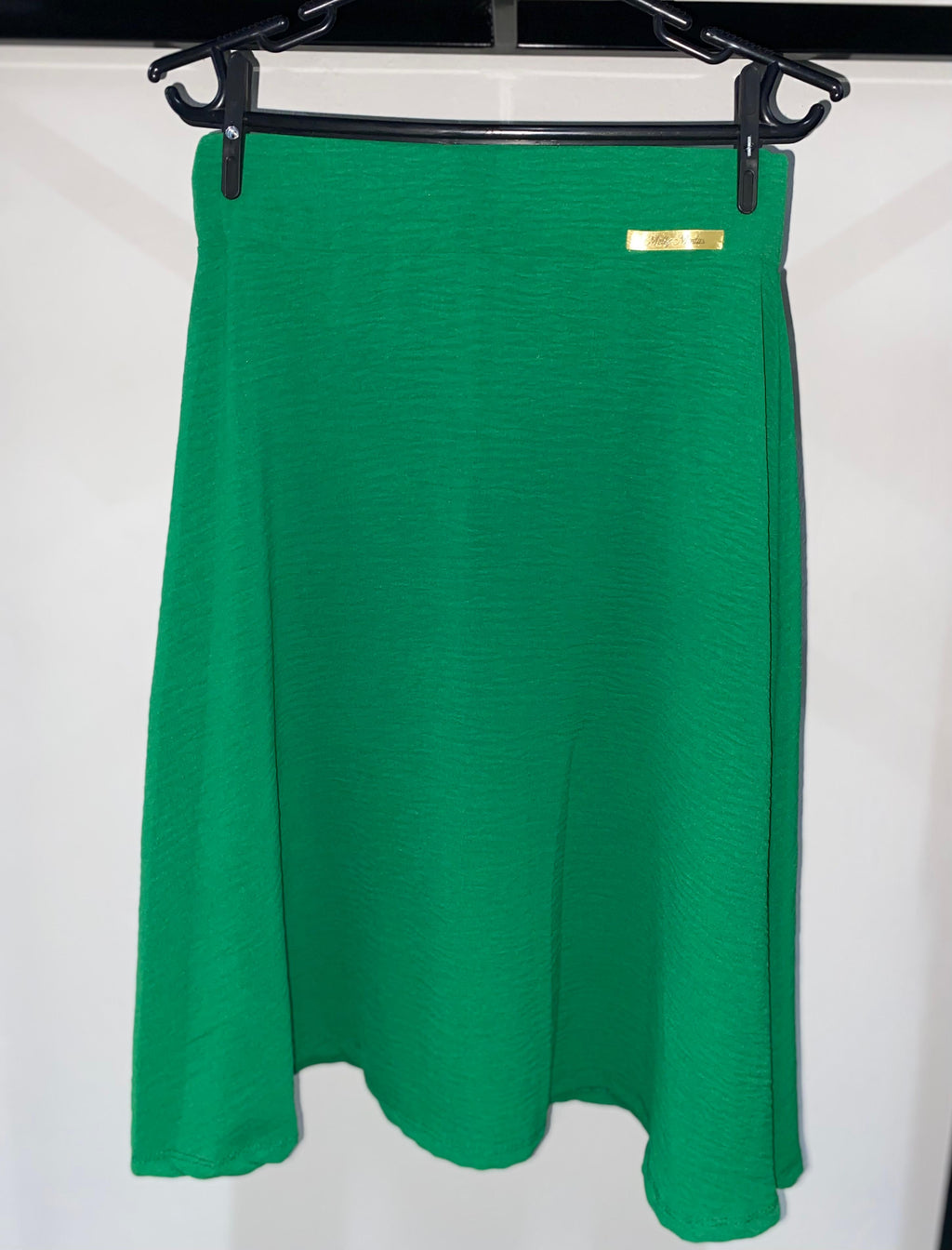 Saia Midi Verde em Malha Texturizada