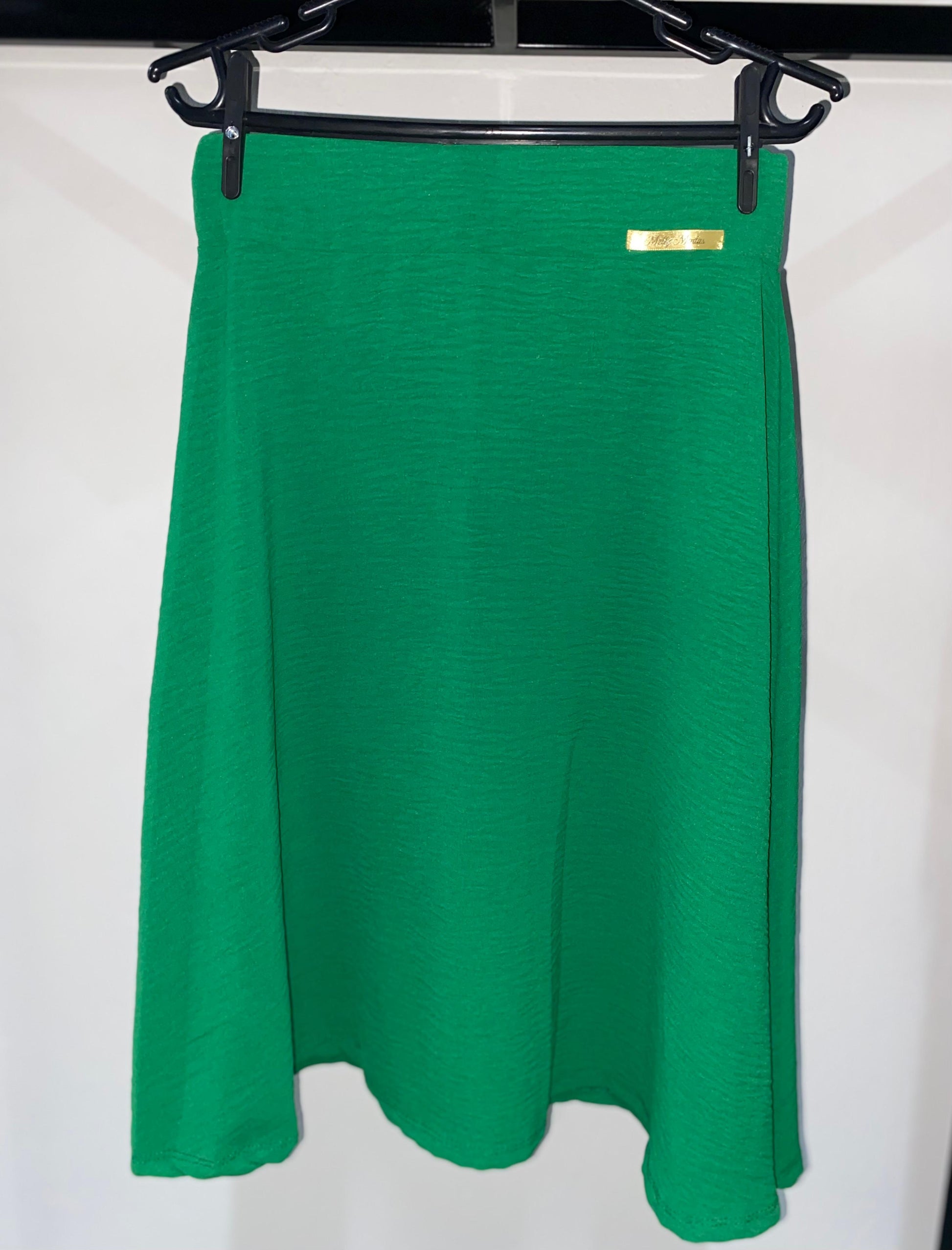 Saia Midi Verde em Malha Texturizada