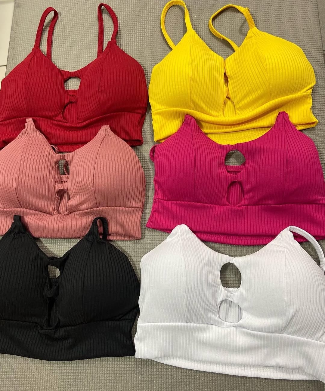 Top Cropped Alcinha Canelado Decote 8 com Bojo