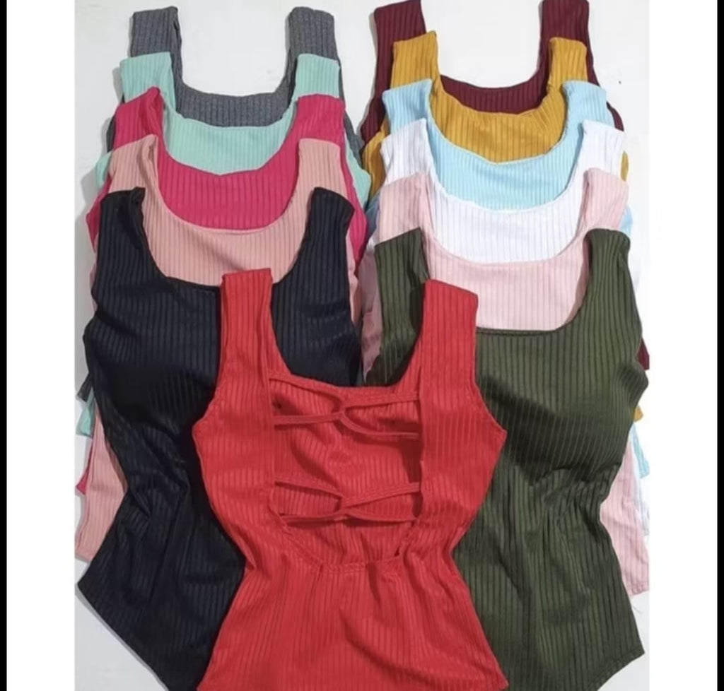 Boddy Canelado com Detalhes de Fitas Costas