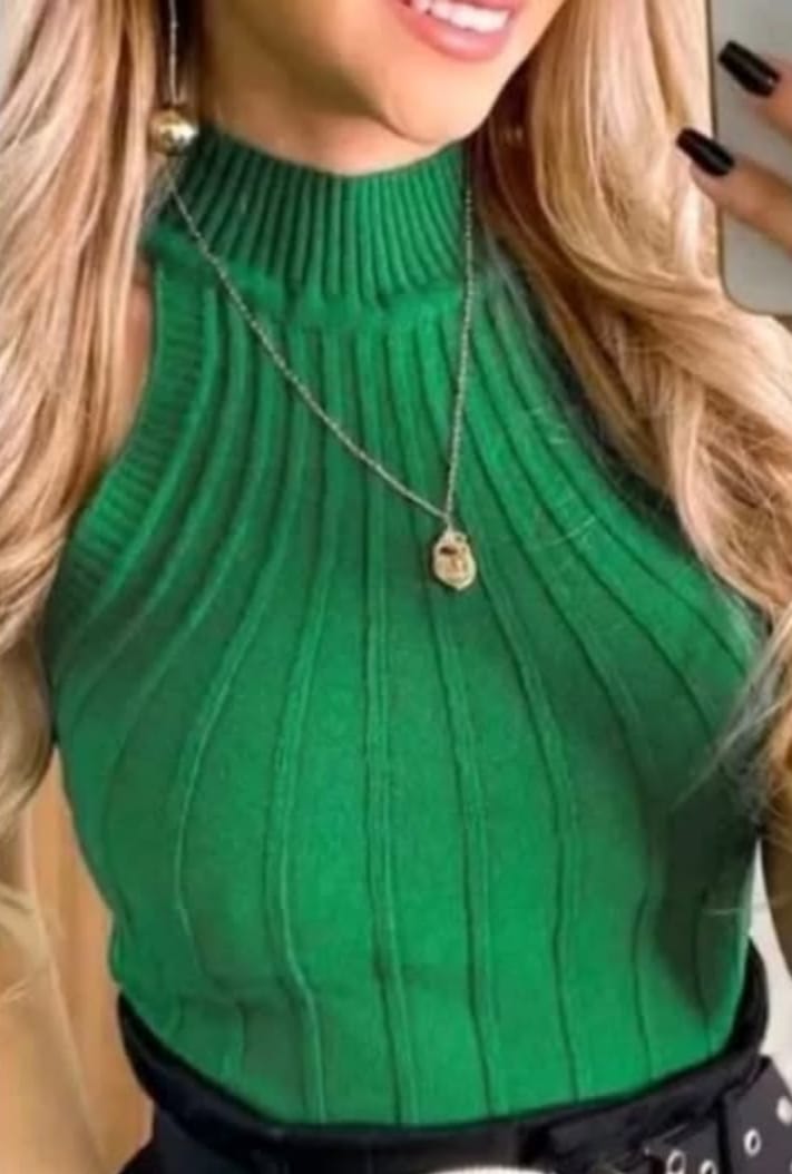 Blusa Garrafinha Tricot com Gola Jaqueline