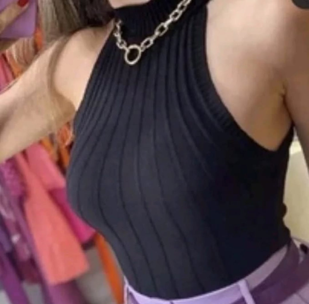 Blusa Garrafinha Tricot com Gola Jaqueline