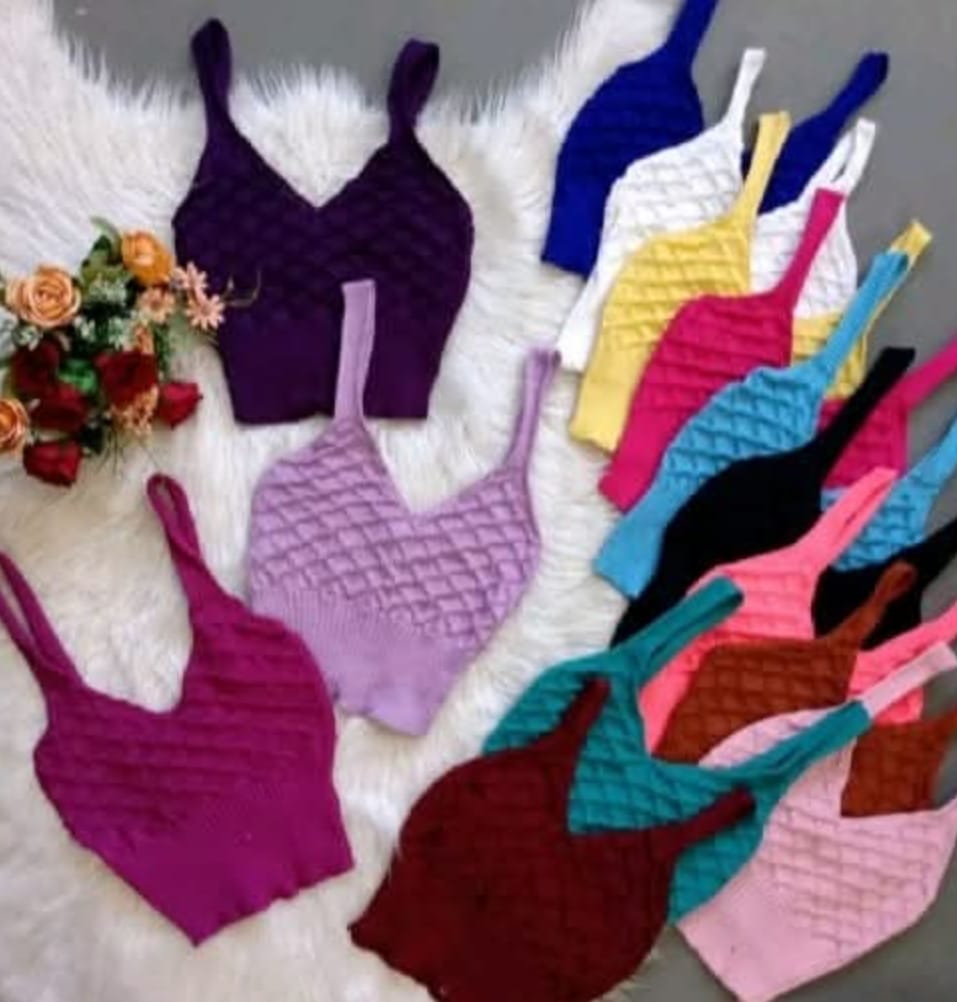 Cropped Top Tricot Gola V Trança Estilo Moderno