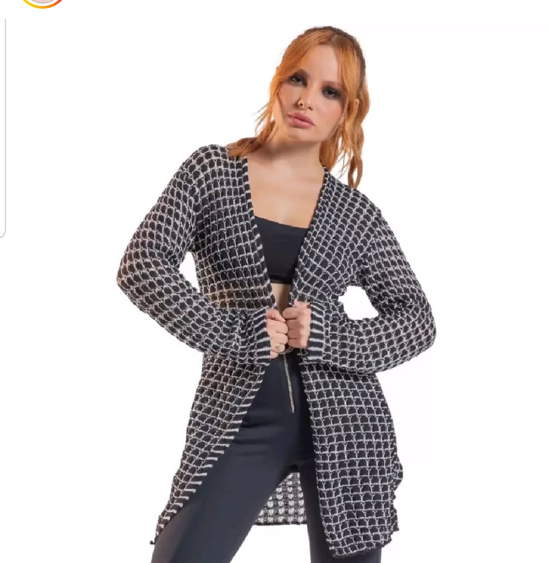 Cardigã de Lã Moda Feminina Quentinha e Sofisticada