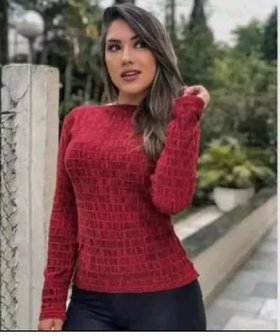 Blusa Feminina Manga Longa de Lã Tijolinho