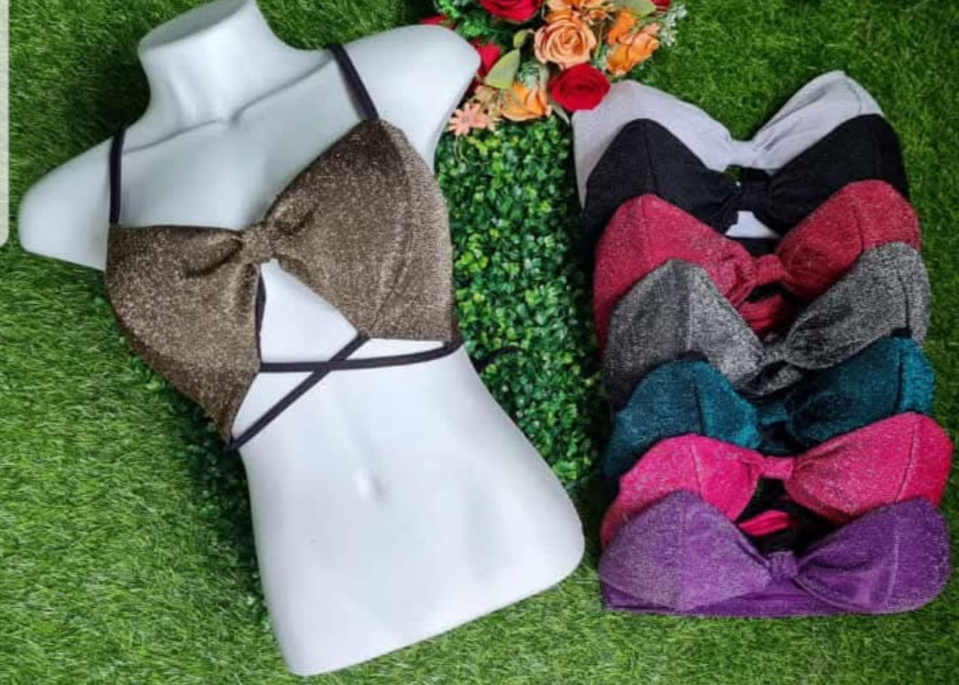 Cropped Lurex com Amarração Estilo Fashion com Toque Sexy