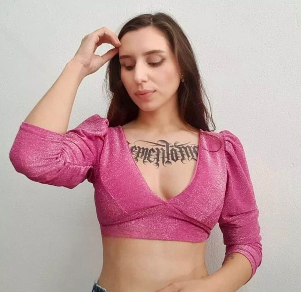 Cropped Lurex ML Princesa Delicadeza no Look