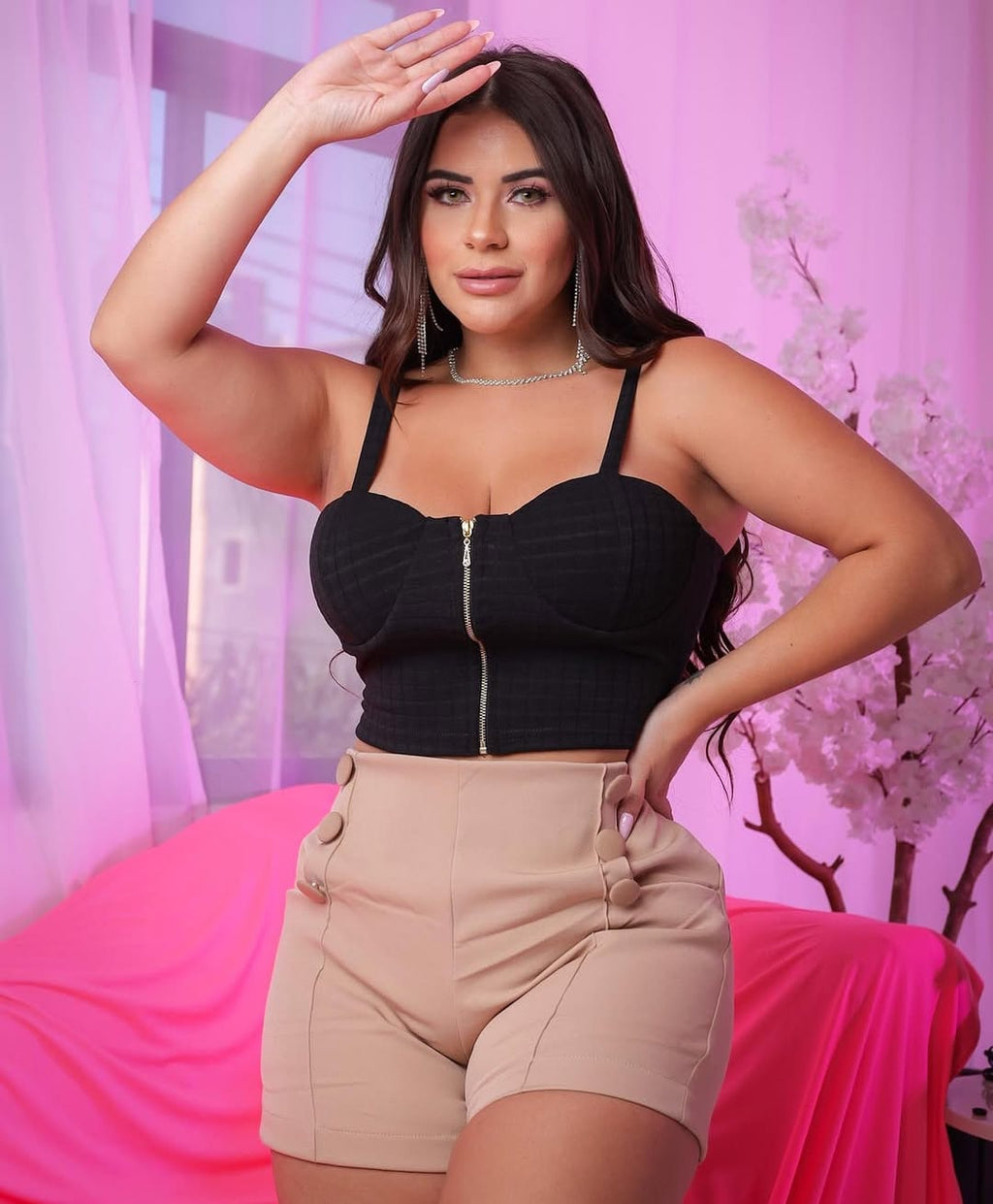 Cropped Canelado Zíper Look Moderno e Confortável