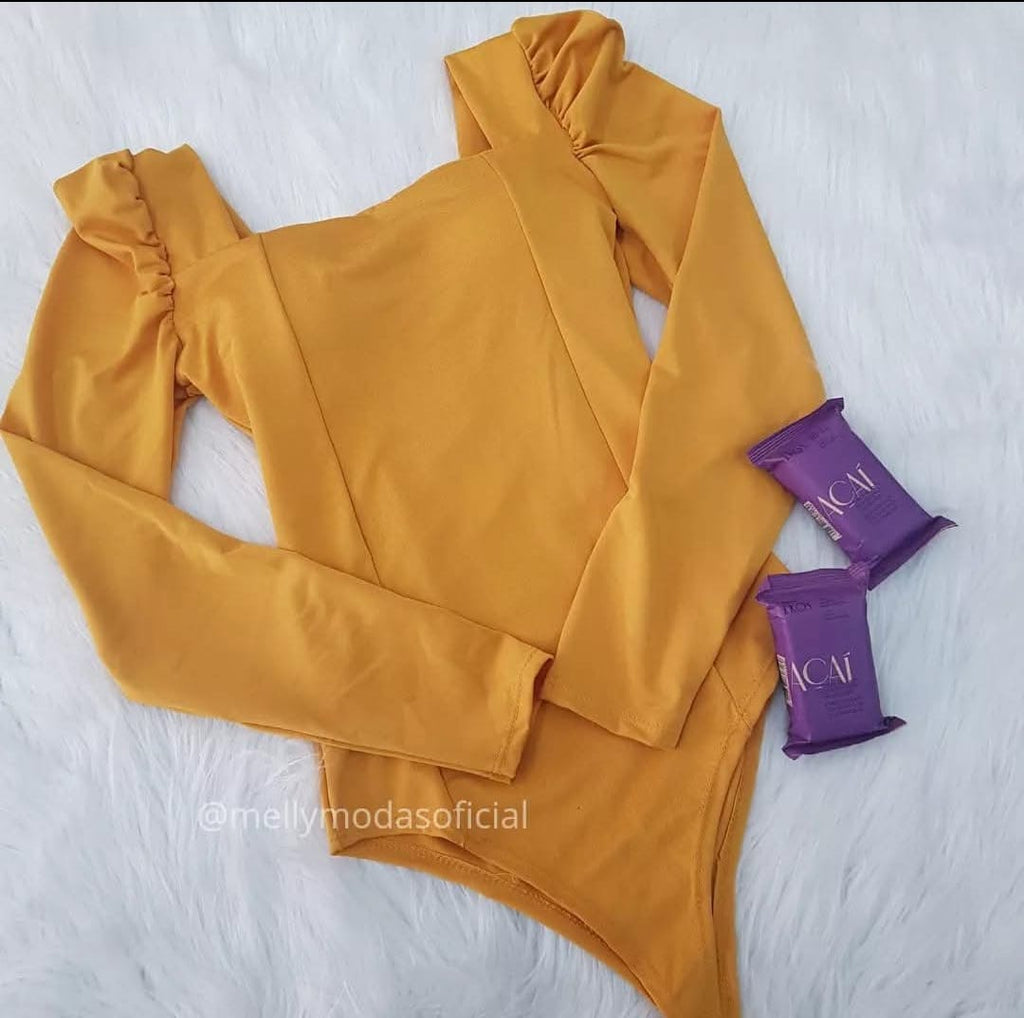 Boddy Princesa Manga Longa Estilo Moderno Feminino