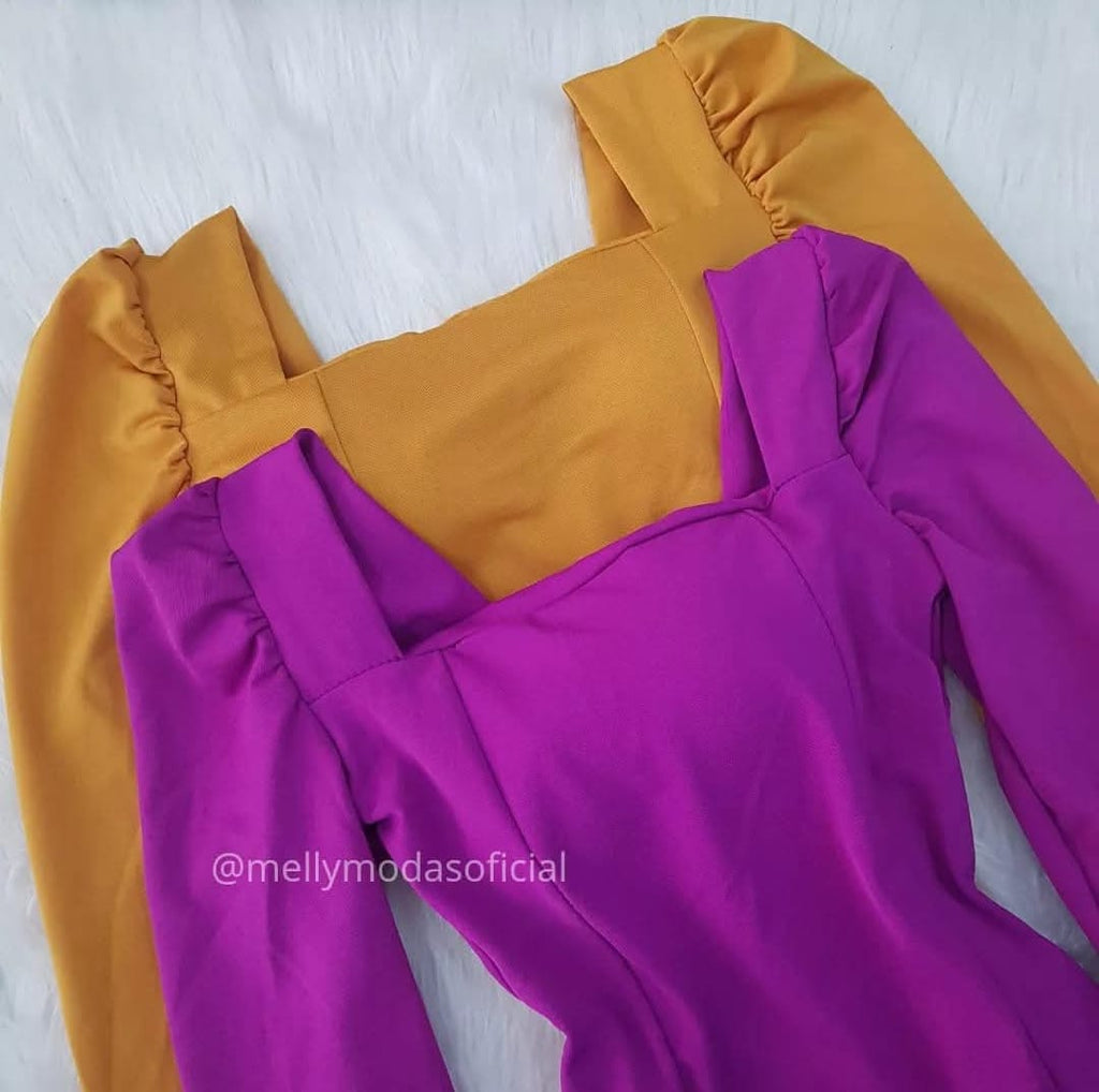 Boddy Princesa Manga Longa Estilo Moderno Feminino