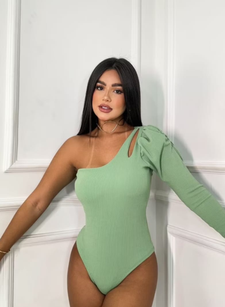 Body Canelado ML Princesa Look Chic com Manga Longa