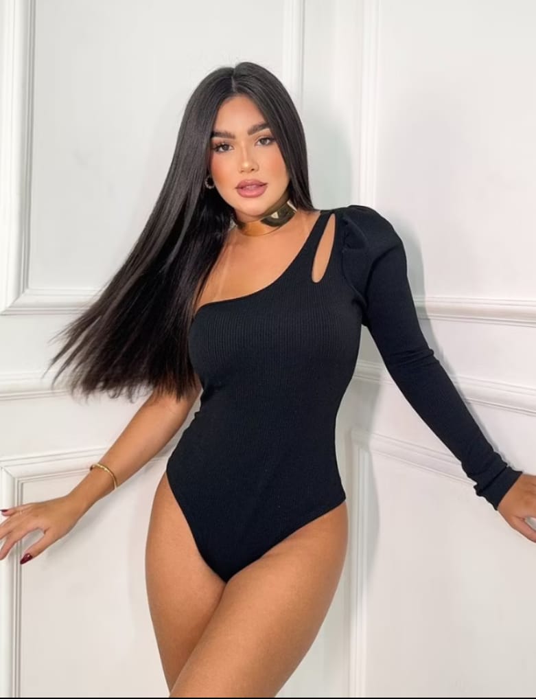 Body Canelado ML Princesa Look Chic com Manga Longa