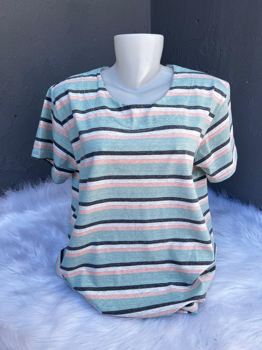 T-Shirts Feminina Plus Listra Conforto Para o Dia Dia