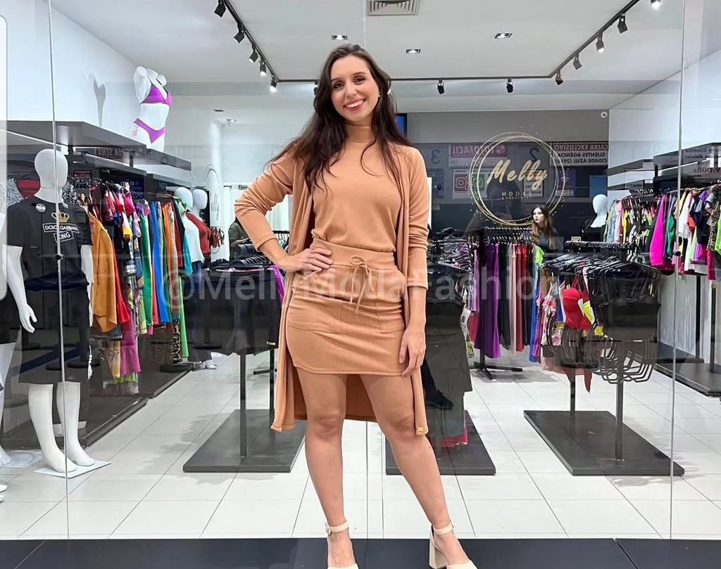 Trijunto Feminino Anarruga Salmão Look Confortável e Estiloso