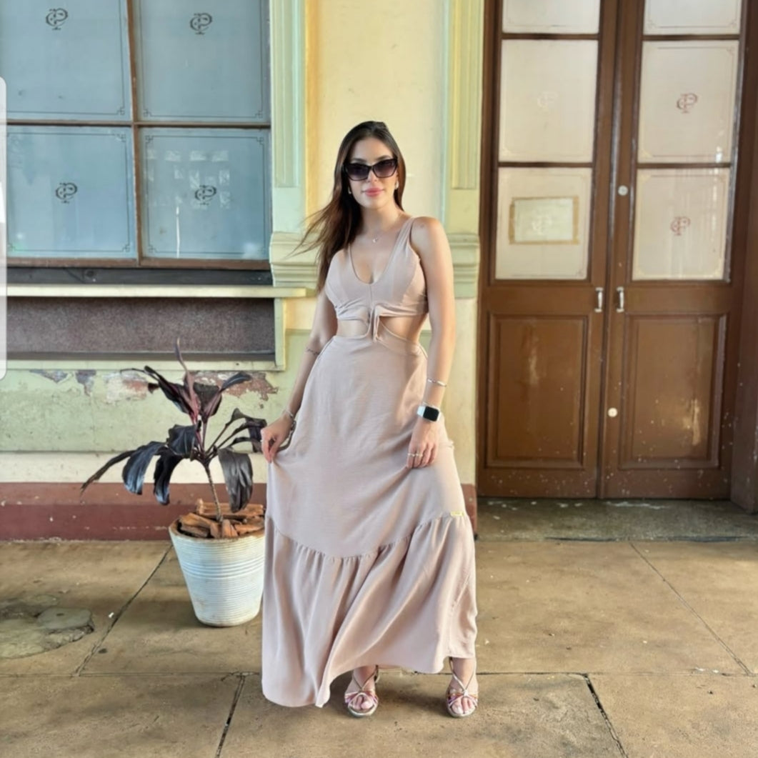 Vestido Longo de Alcinha Duna Cici com Abertura