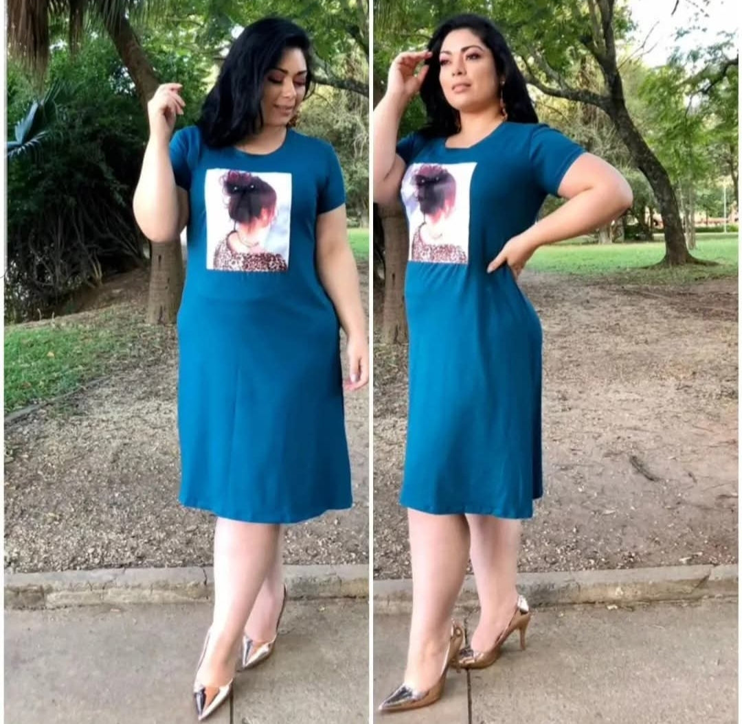 Vestido Plus Size T-Shirts Estampa Conforto e Leveza