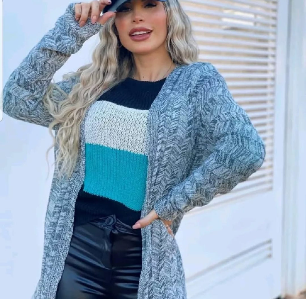 Cardigã de Lã Moda Feminina Quentinha e Sofisticada