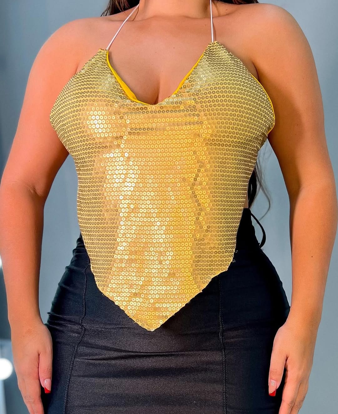 Cropped Paetê Amarração Look Moderno e Confortável