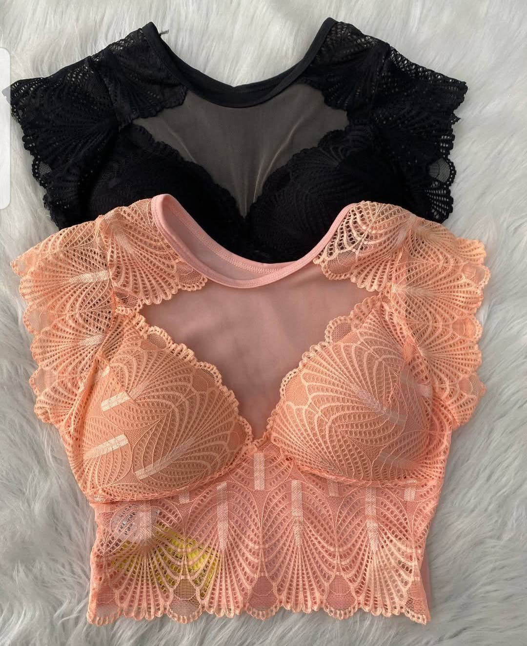 Cropped Renda Tule Feminino Sensual e Super Estiloso