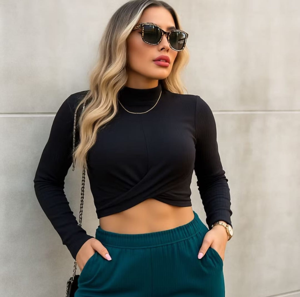 Cropped Canelado Transpas ML Estilo e Conforto para Dias Frios