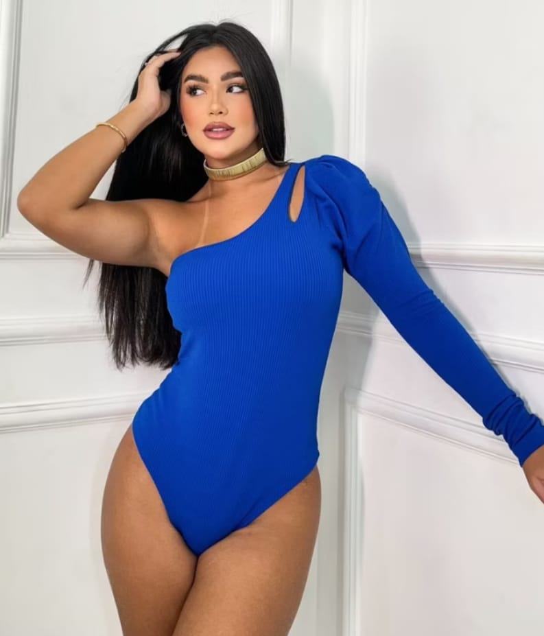 Body Canelado ML Princesa Look Chic com Manga Longa