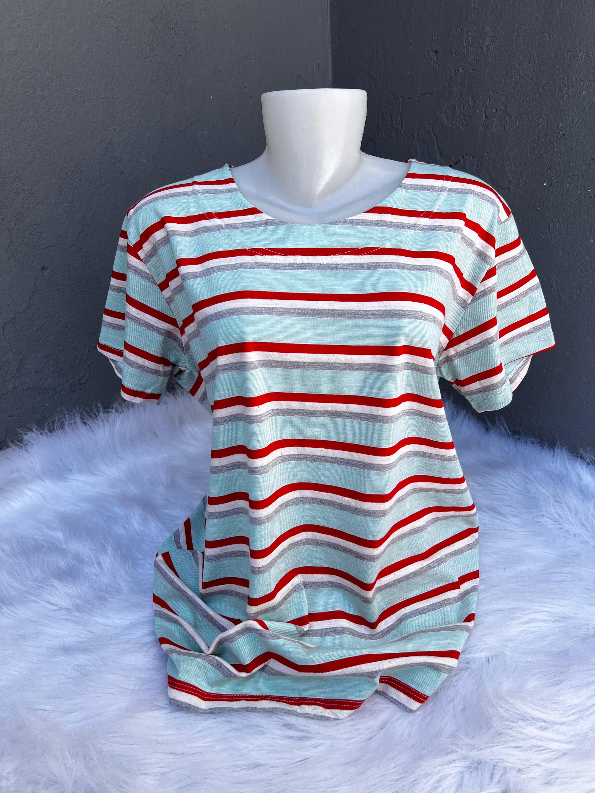 T-Shirts Feminina Plus Listra Conforto Para o Dia Dia