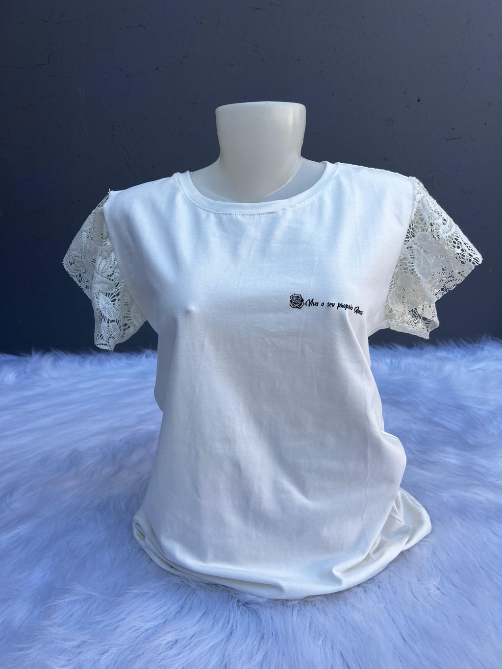 T-Shirt Manga Renda Moda Feminina Delicada e Fashion