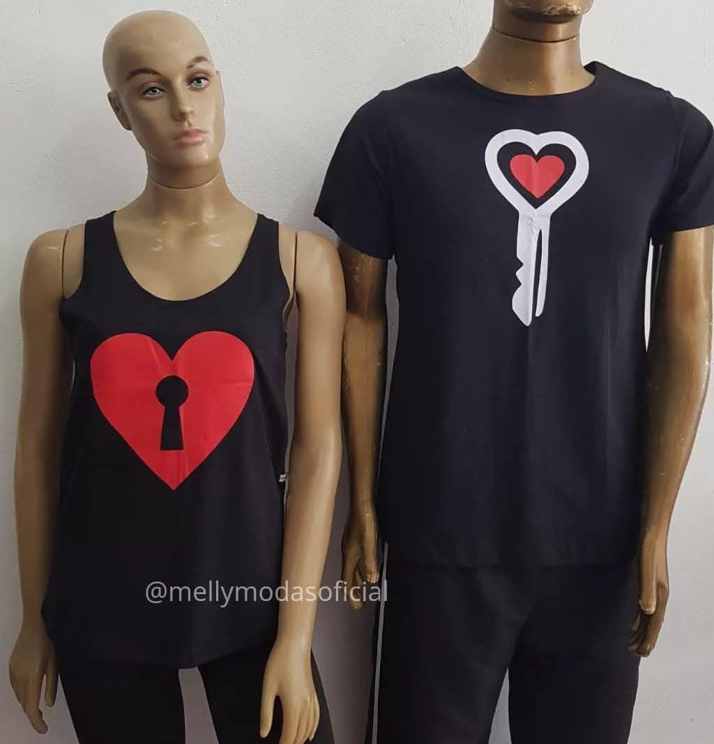 Camiseta Casal Básica Estilo Combinado