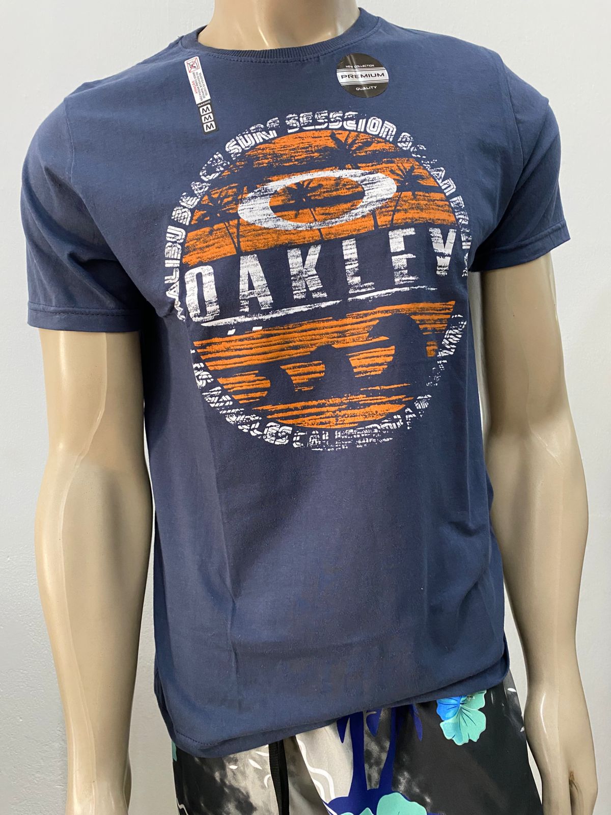 Camiseta Masculina Oakley Azul Estampada