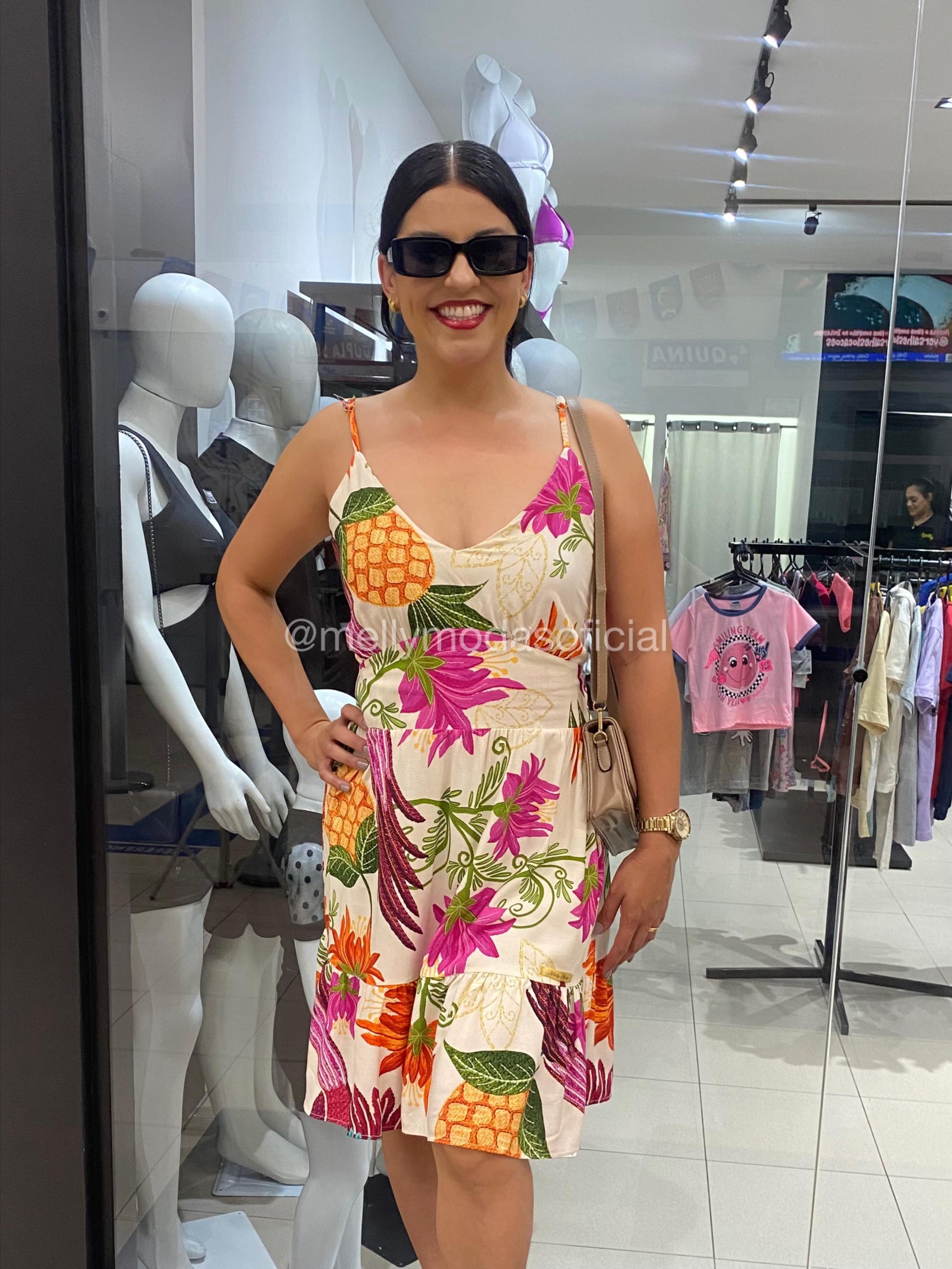 Vestido Alcinha Estampado Farm Delicadeza no Look