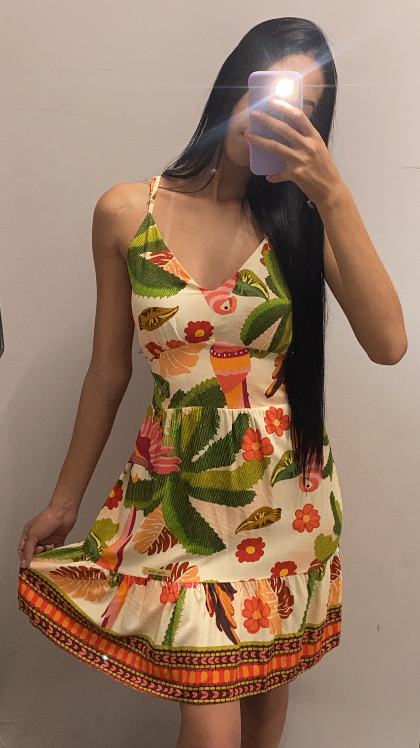 Vestido Alcinha Estampado Farm Delicadeza no Look