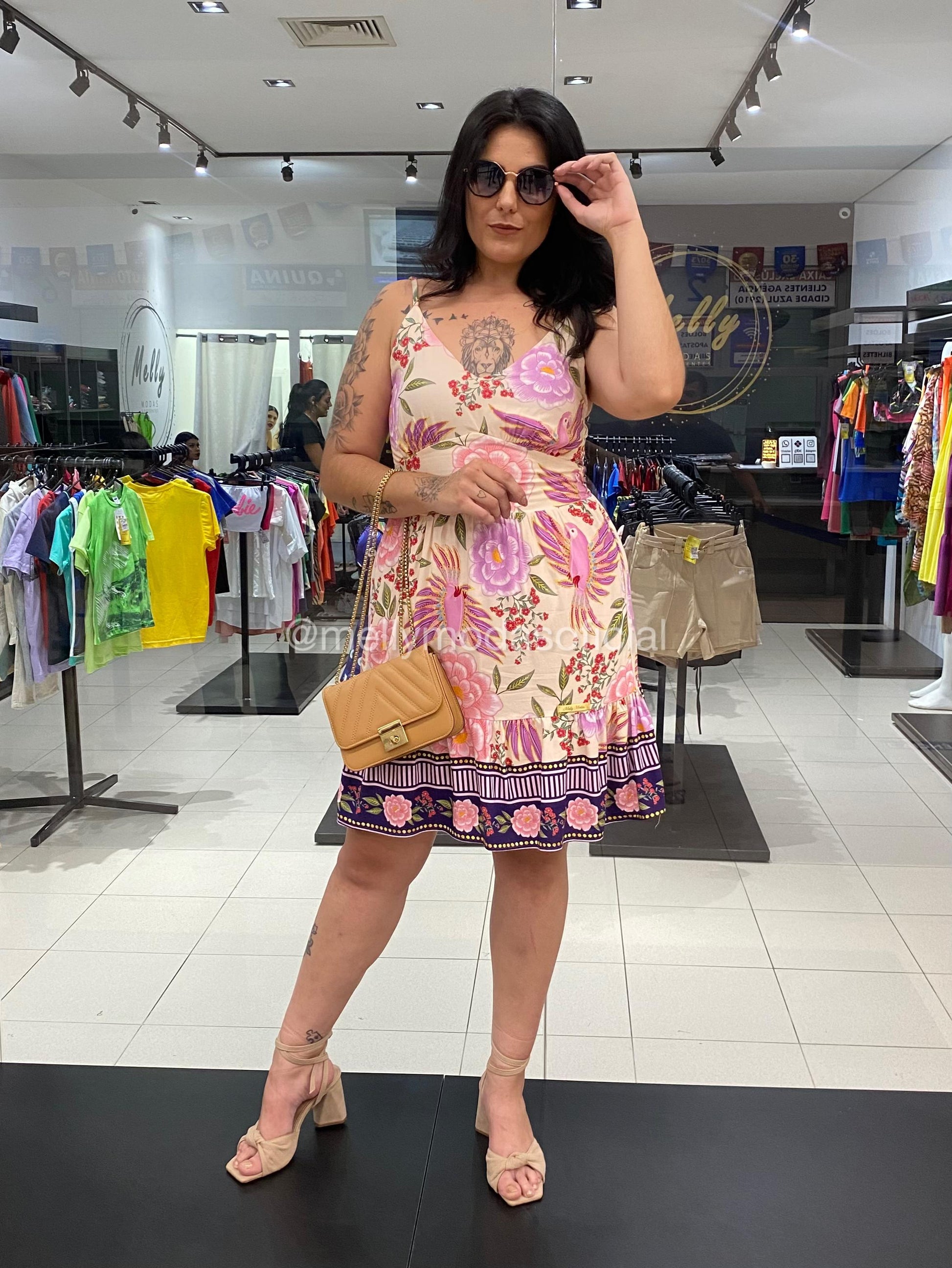 Vestido Alcinha Estampado Farm Delicadeza no Look